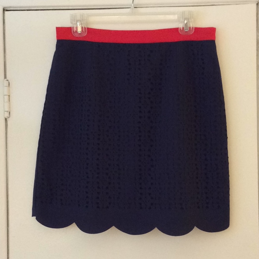 Scalloped Red and Navy Skirt